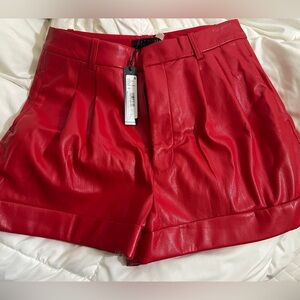 Red leather shorts